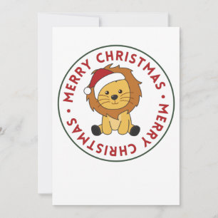 Lion Christmas Snow Winter Animals Lions Holiday Card