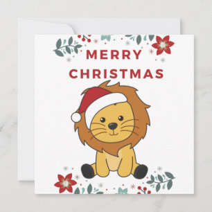 Lion Christmas Snow Winter Animals Lions Invitation
