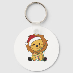 Lion Christmas Snow Winter Animals Lions Key Ring