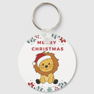 Lion Christmas Snow Winter Animals Lions Keychain