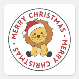 Lion Christmas Snow Winter Animals Lions Square St Square Sticker