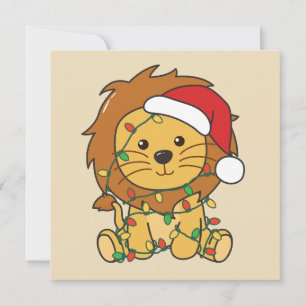 Lion Christmas Winter Animals Holiday Lions Card