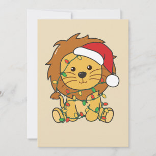 Lion Christmas Winter Animals Holiday Lions Card