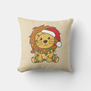 Lion Christmas Winter Animals Holiday Lions Cushion