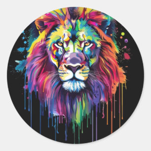 lion classic round sticker