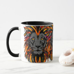 Lion Coffee Mug Orange Lion Head Illustration