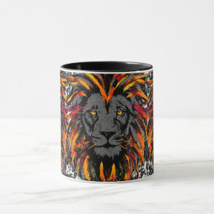 Lion Coffee Mug Orange Lion Head Illustration