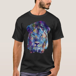 Lion Colorful Lion Face abstract Painting Lion T-Shirt