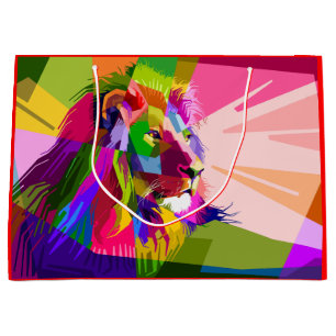 Lion Colorful Prismatic Pop Art Design-62501 Large Gift Bag
