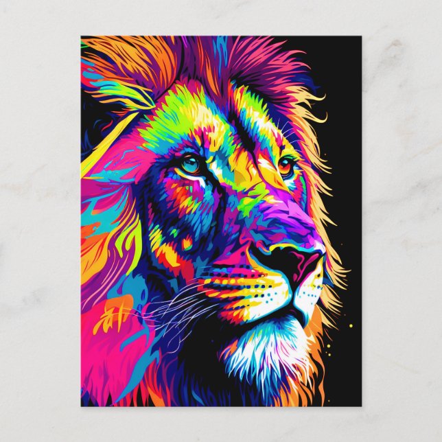 Lion Colourful Painting Postcard (Front)