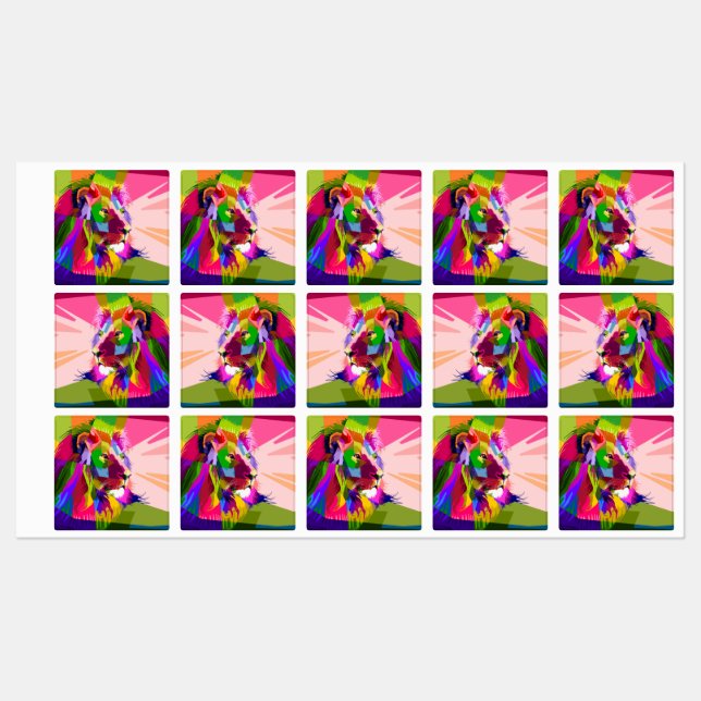 Lion Colourful Prismatic Pop Art Design (Sheet)
