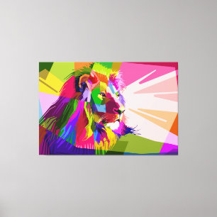 Lion Colourful Prismatic Pop Art Design-62501 Canvas Print