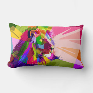 Lion Colourful Prismatic Pop Art Design-62501 Lumbar Cushion
