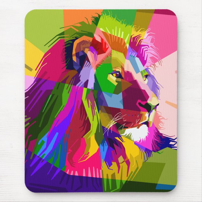 Lion Colourful Prismatic Pop Art Design-62501 Mouse Pad (Front)