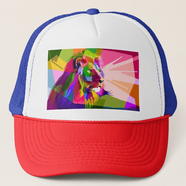 Lion Colourful Prismatic Pop Art Design-62501 Trucker Hat (Front)