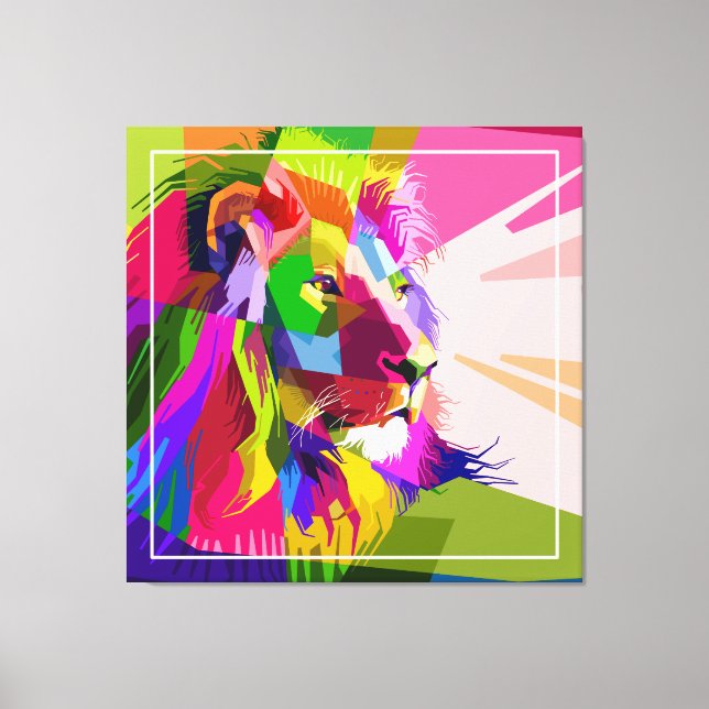 Lion Colourful Prismatic Pop Art Design Canvas Print (Front)