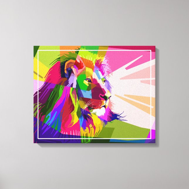 Lion Colourful Prismatic Pop Art Design Canvas Print (Front)