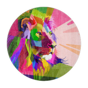 Lion Colourful Prismatic Pop Art Design Cutting Board