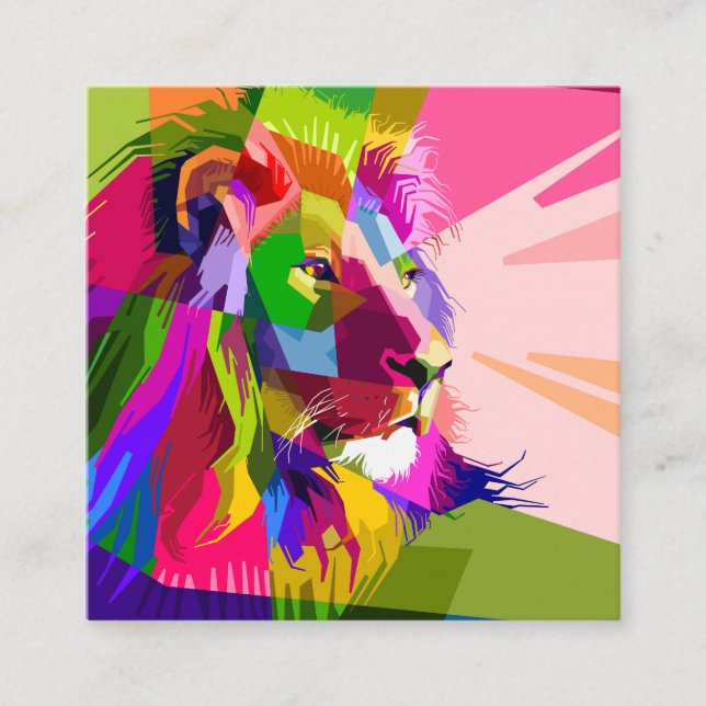 Lion Colourful Prismatic Pop Art Design Enclosure Card (Front)