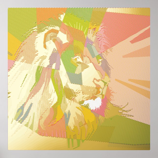 Lion Colourful Prismatic Pop Art Design Foil Prints (Front)