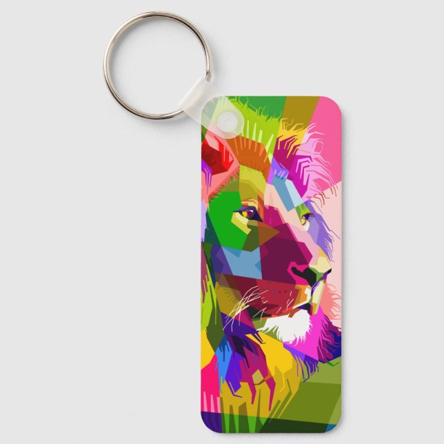 Lion Colourful Prismatic Pop Art Design Key Ring (Front)