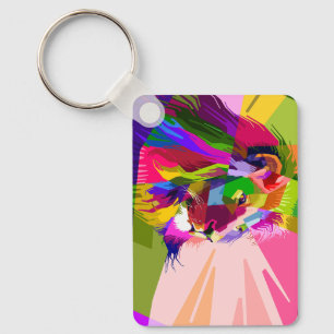 Lion Colourful Prismatic Pop Art Design Key Ring