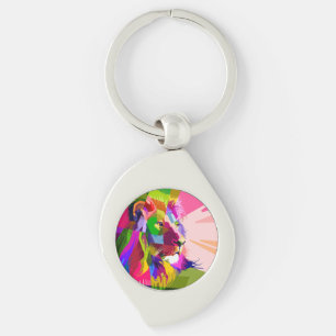 Lion Colourful Prismatic Pop Art Design Key Ring
