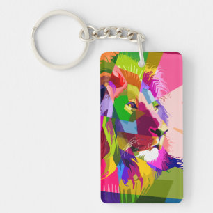 Lion Colourful Prismatic Pop Art Design Key Ring