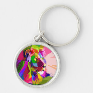 Lion Colourful Prismatic Pop Art Design Key Ring