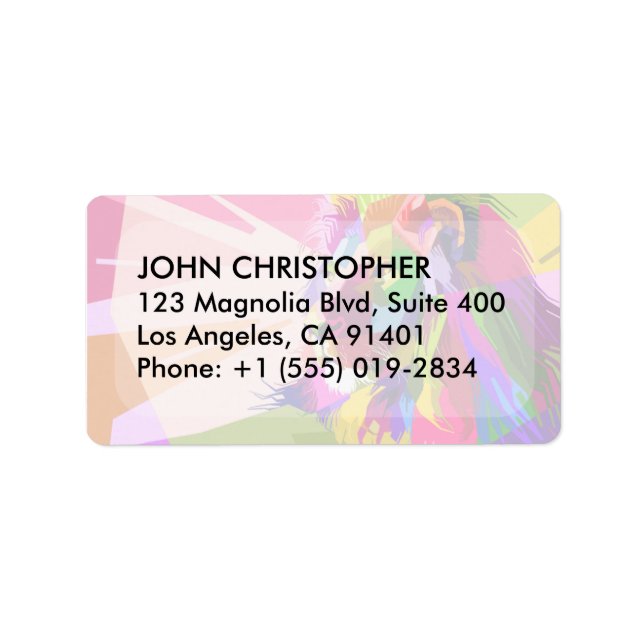 Lion Colourful Prismatic Pop Art Design Label (Front)