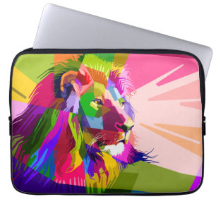 Lion Colourful Prismatic Pop Art Design Laptop Sleeve