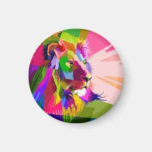 Lion Colourful Prismatic Pop Art Design Magnet