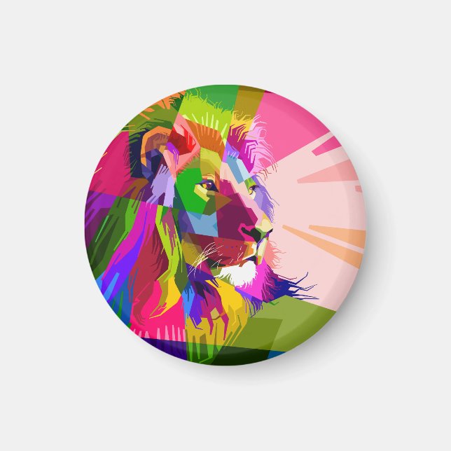 Lion Colourful Prismatic Pop Art Design Magnet (Front)