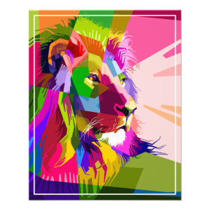 Lion Colourful Prismatic Pop Art Design Photo Print