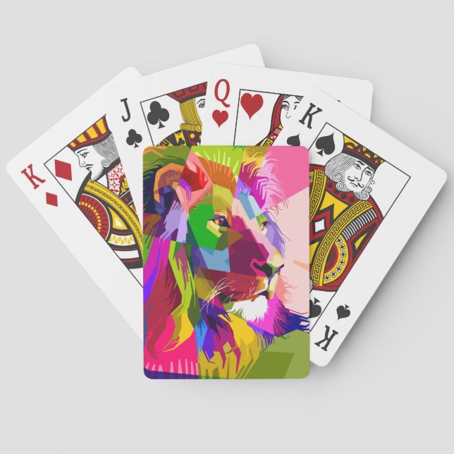 Lion Colourful Prismatic Pop Art Design Playing Cards (Back)