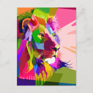 Lion Colourful Prismatic Pop Art Design Postcard