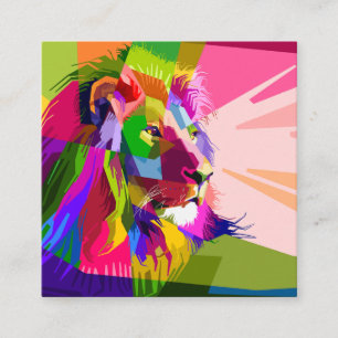 Lion Colourful Prismatic Pop Art Design Square Business Card