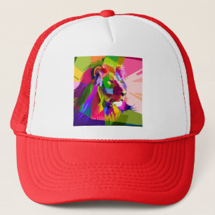 Lion Colourful Prismatic Pop Art Design Trucker Hat