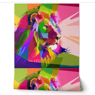 Lion Colourful Prismatic Pop Art Design Wallpaper