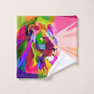 Lion Colourful Prismatic Pop Art Design Wash Cloth