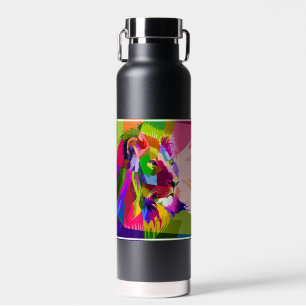 Lion Colourful Prismatic Pop Art Design Water Bottle