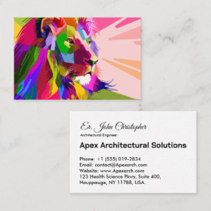 Lion Colourful Prismatic Pop Art Editable Template Business Card