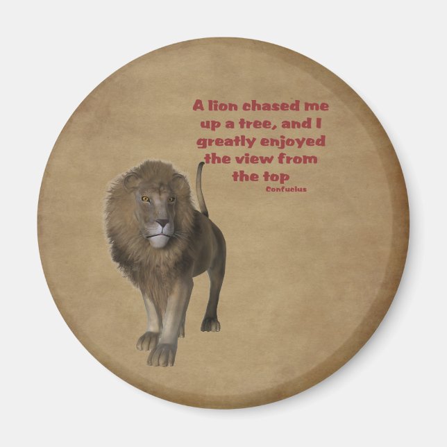 Lion Confucius Inspirational Quote Magnet (Front)