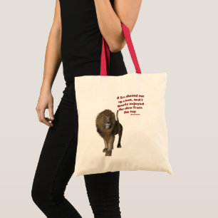 Lion Confucius Inspirational Quote Tote Bag
