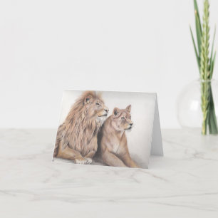 Lion Couple Greeting Note Card