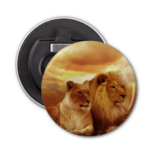 Lion couple in the safari bottle opener