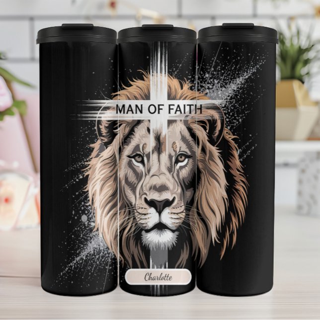 Lion Cross: Man of Faith Thermal Tumbler (Creator Uploaded)