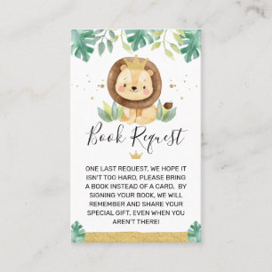 Lion Crown Baby Shower Book Request Insert