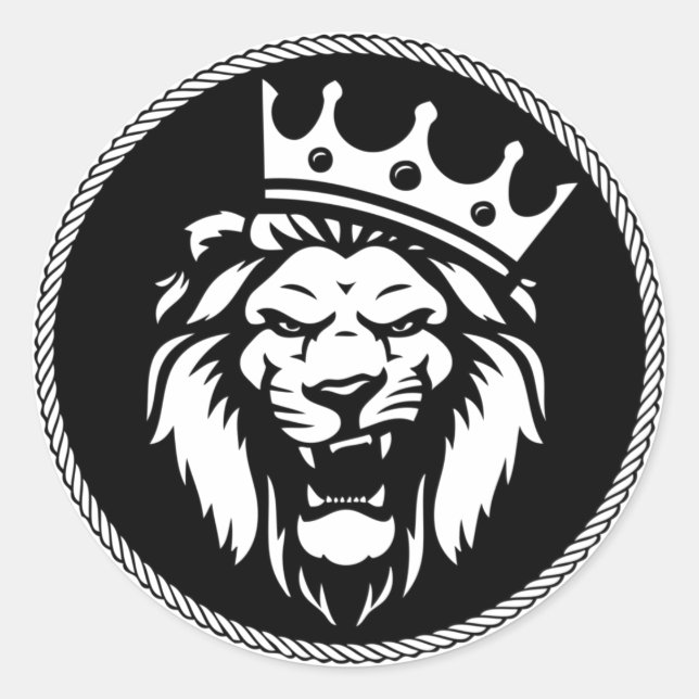 Lion crown roar classic round sticker (Front)