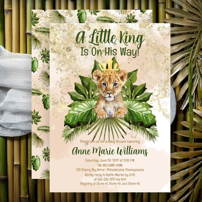 Lion Cub A Little King Is On His Way Baby Shower Invitation (Lion Cub A Little King Is On His Way Safari Jungle Baby Shower Invitation - Print | Digital Download)